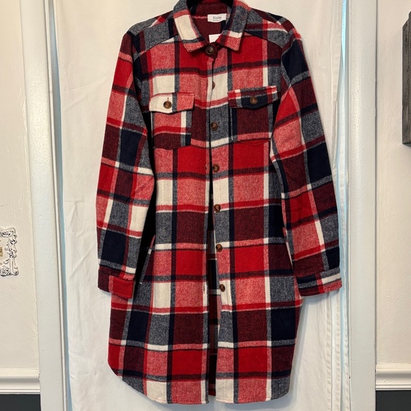 Flannel Plaid Longline Shacket by Bluivy main image 0